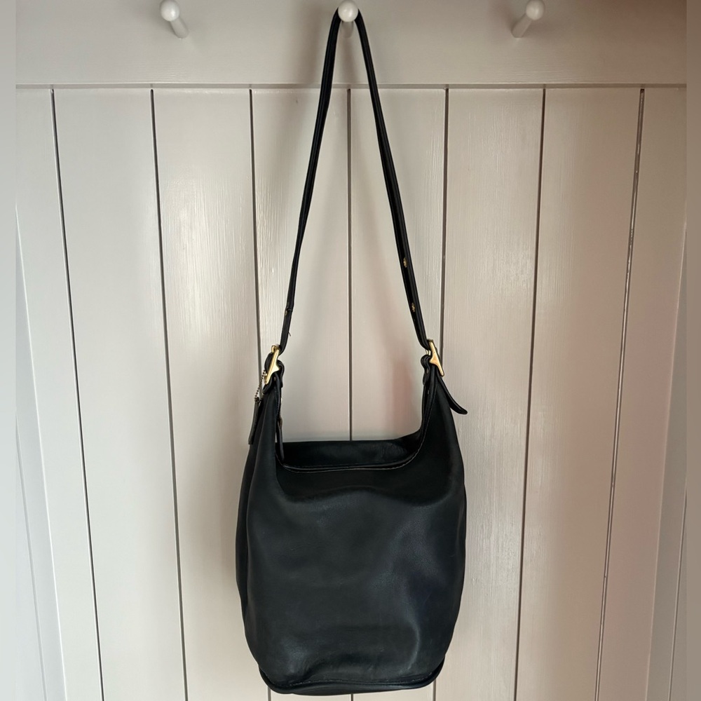 Coach 9085 XL Feed Sac Duffel Bag Black Vintage Leather 90s